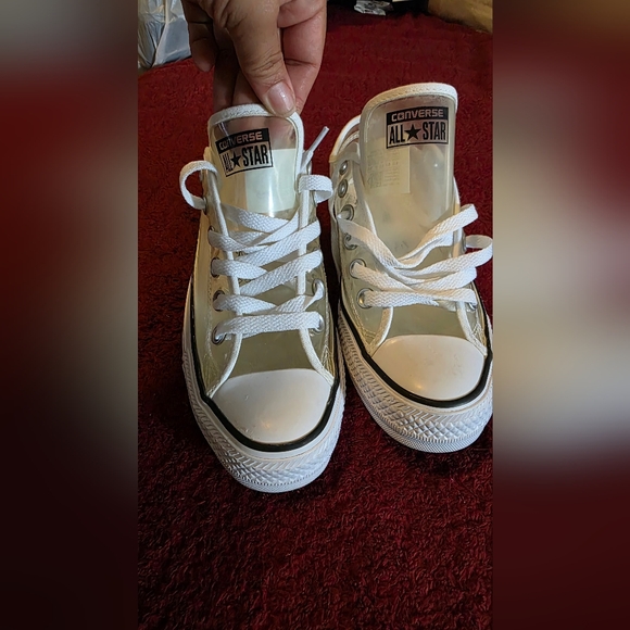 Converse Women 6.5 White Clear Tranzparent All Star Shoes - Picture 11 of 12